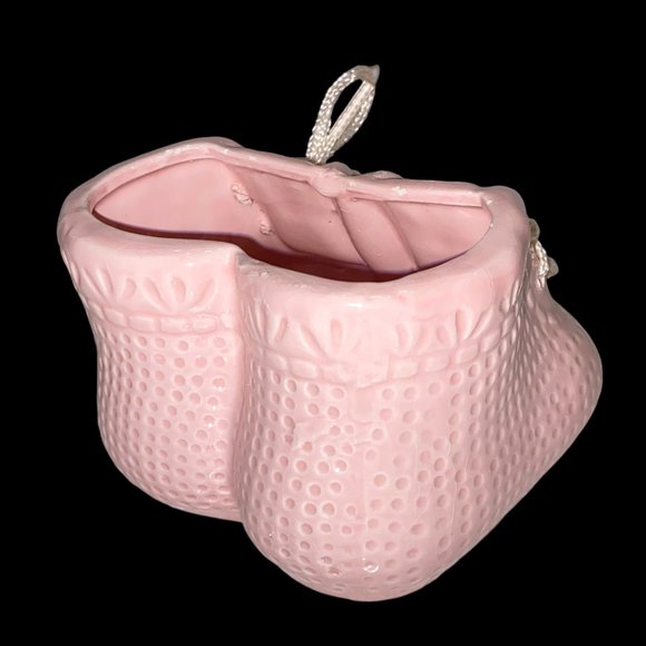 Vintage Small 1980s Pink Baby Bootie Plant Succulent Ceramic Planter Shoe - Picture 2 of 5